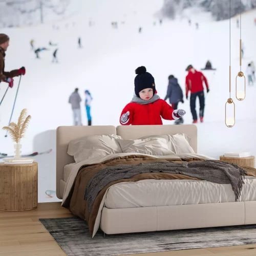 Sticker Das Kind in roten Overalls und ein Skateboard