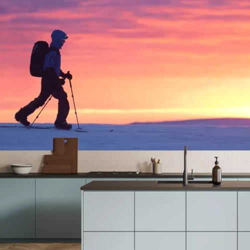 Sticker Skifahrer zu Fuß auf dem Berg