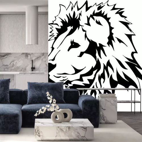 Sticker Löwenkopf schwarze Konturen Grafik