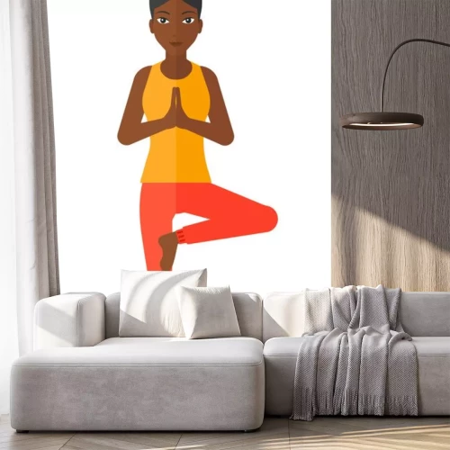 Sticker Frau Üben Yoga.