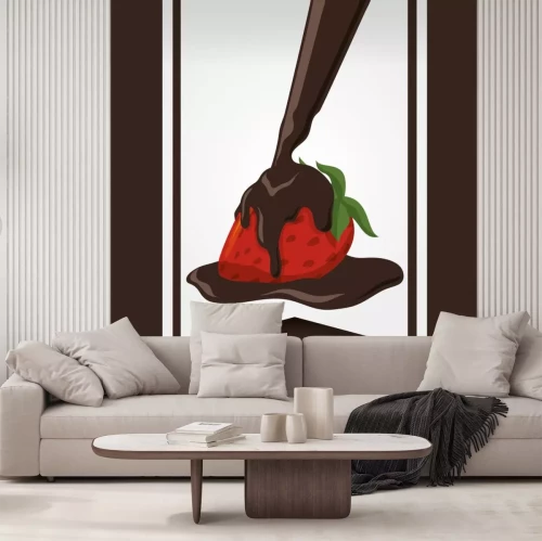 Sticker Erdbeere mit Schokoladenüberzug Grafik