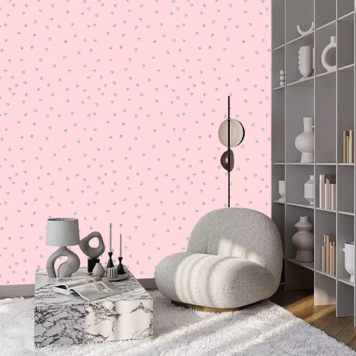 Tapete Kleine Punkte auf einem rosa Hintergrund