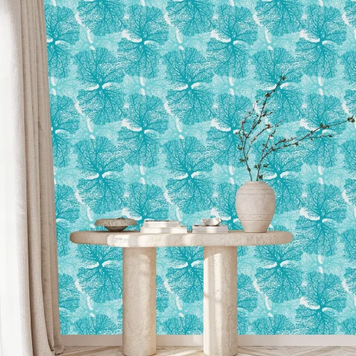 Tapete Dekoratives Muster mit blauen Korallen