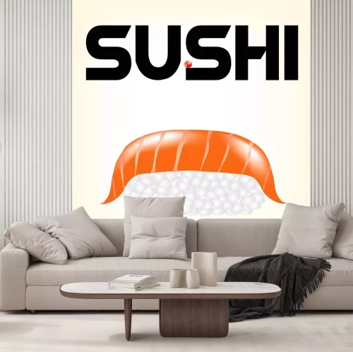 Sticker Sushi einfache kulinarische Grafik mit Text