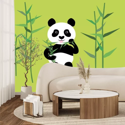 Sticker Tropischer Panda frisst Bambus