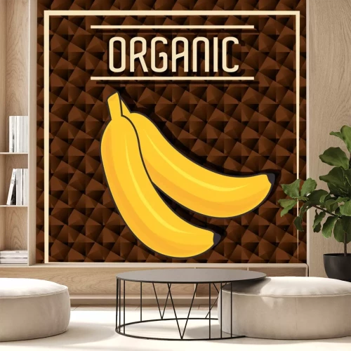 Sticker Bananen in einem Rahmen auf braunem Hintergrund