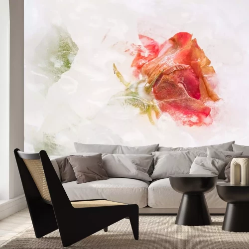 Sticker Rote Rose in gefrorenem Wasser