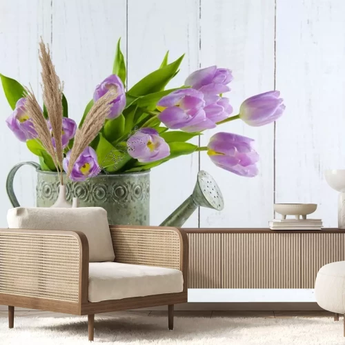 Sticker Rosa Tulpen in einer Gießkanne