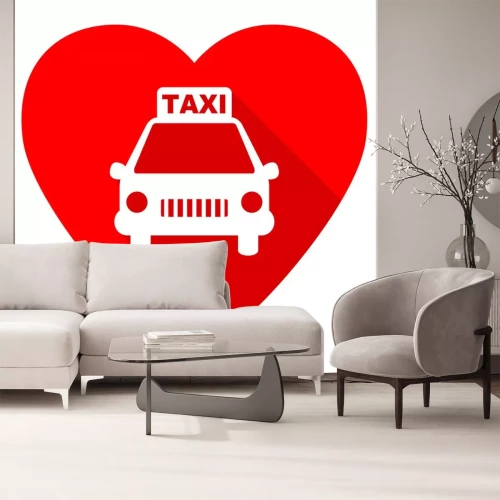 Sticker Taxi roten Herzen valentine flachen Symbol