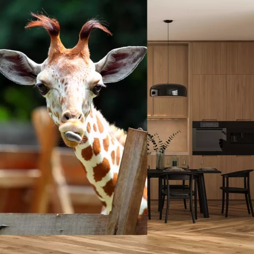 Sticker Giraffe mit herausgestreckter Zunge