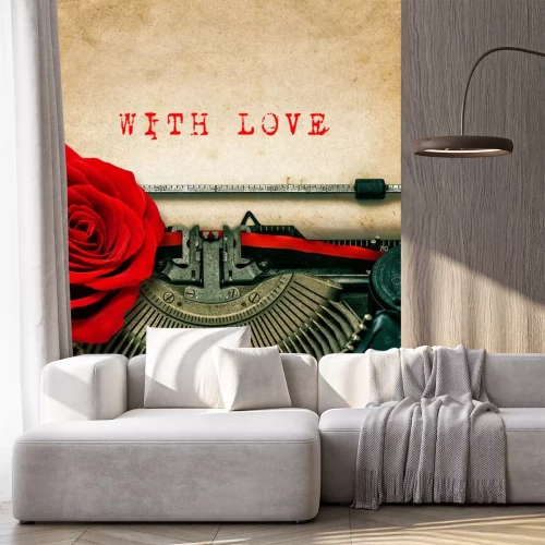 Sticker Rose auf einer Schreibmaschine