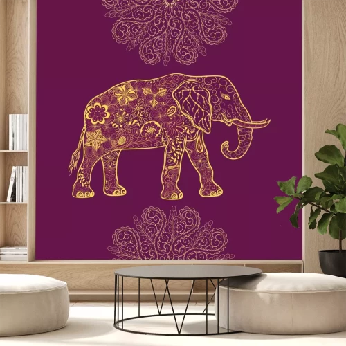 Sticker Elefant auf orientalischer Illustration
