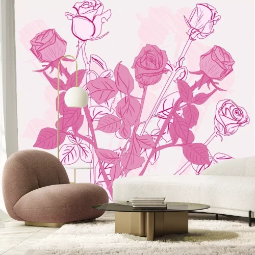 Sticker Rosa Illustration mit Rosen