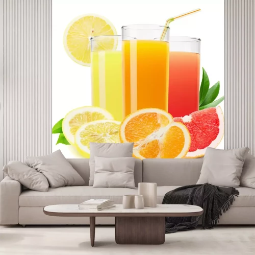 Sticker Drei Arten von Zitrusfruchtsaft