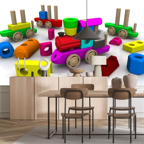 Sticker Das Konstruktionsspielzeug. Holzspielzeugzug