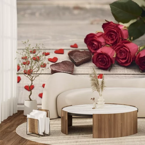 Sticker Rote Rosen und Herzen