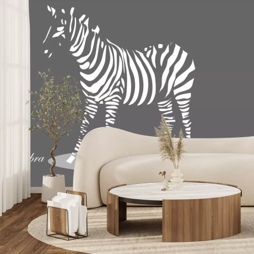 Sticker Zebra auf grauem Hintergrund