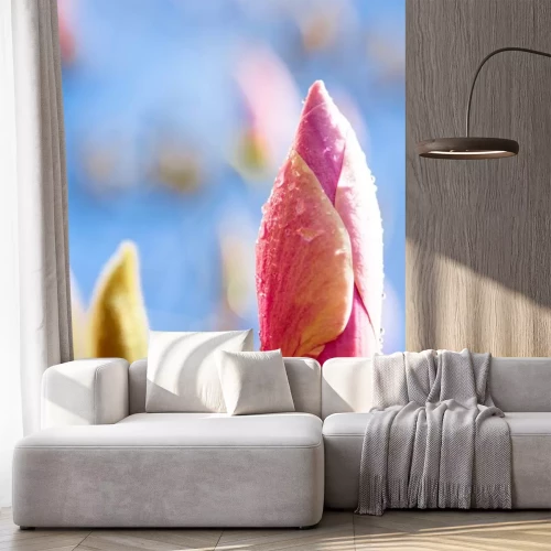 Sticker Magnolienknospe auf einem himmlischen Hintergrund