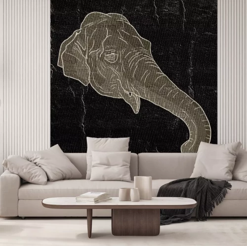 Sticker Kopf eines Elefanten auf schwarzem Hintergrund