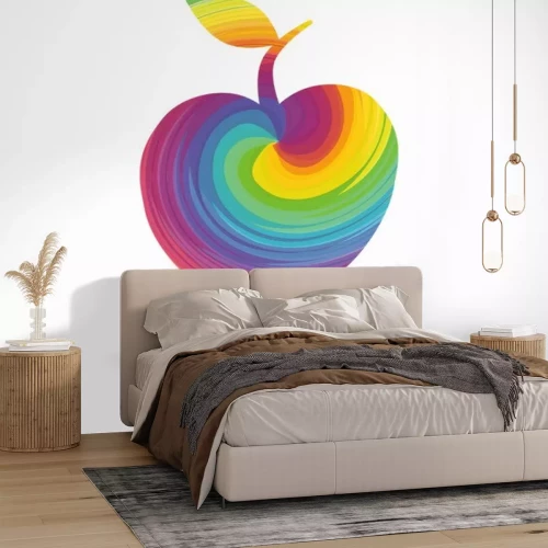 Sticker Minimalistische Grafik mit Regenbogen-Apfel
