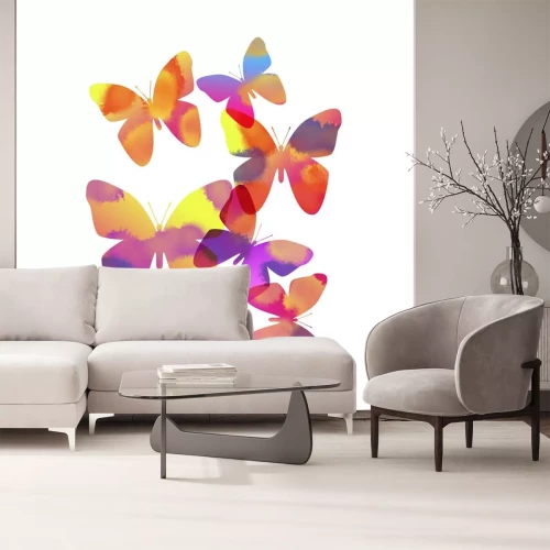 Sticker Regenbogen-Schmetterlinge auf weißem Hintergrund