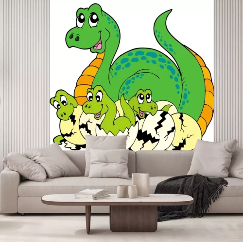Sticker Dinosaur Mutter mit niedlichen Babys