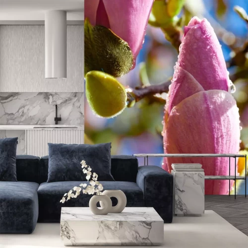 Sticker Magnolienknospe mit Morgentau