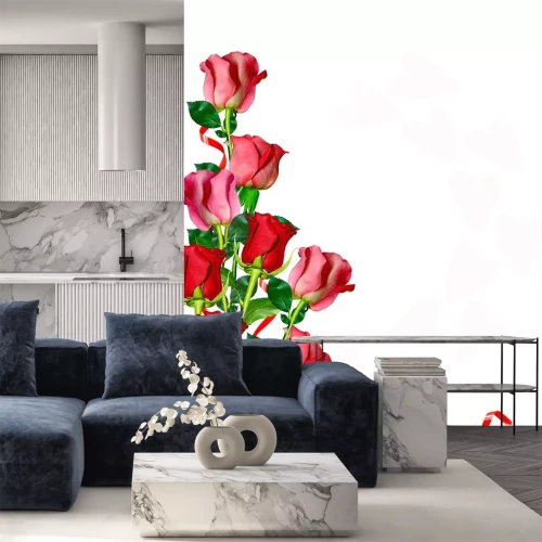 Sticker Rote und rosa Rosen in einem Strauß