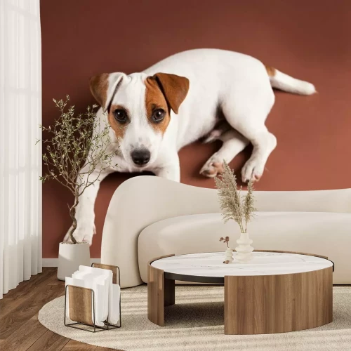 Sticker Hunde Welpe mit braunem Augenfleck