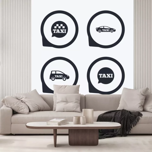 Sticker ÖPNV-Symbole. Taxi Sprechblase Zeichen