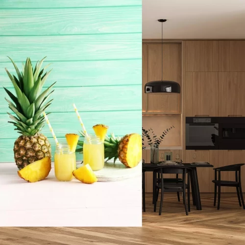 Sticker Ananasdrinks in Gläsern mit Strohhalmen