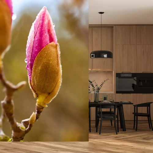 Sticker Tau auf einer Magnolienknospe