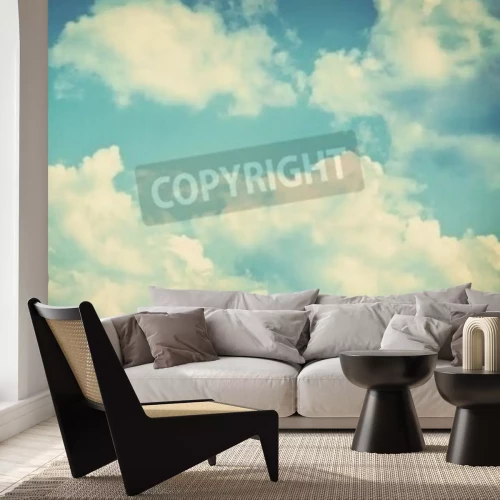 Fototapete Himmel in Azurblau und weiße Wolken