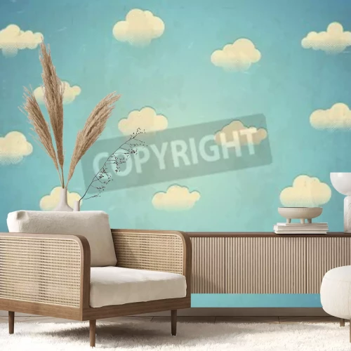 Fototapete Cartoonartiges Muster mit Wolken