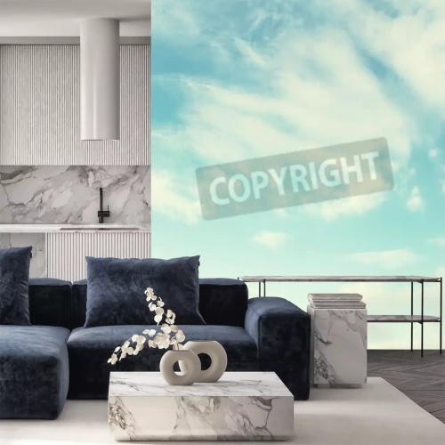 Fototapete Türkisfarbener Himmel mit Wolken