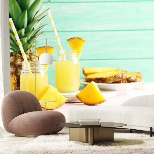 Sticker Drinks aus Ananas umgeben von Früchten