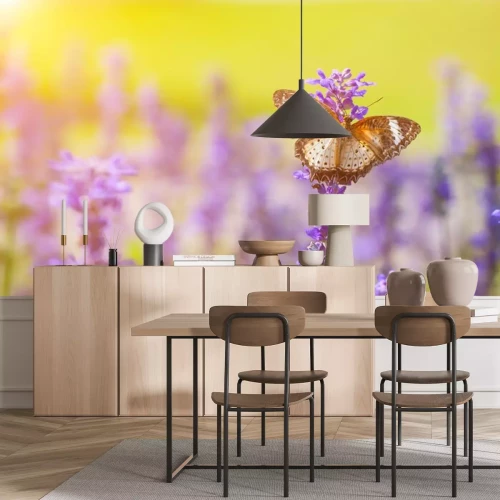 Sticker Schmetterling auf Lavendel