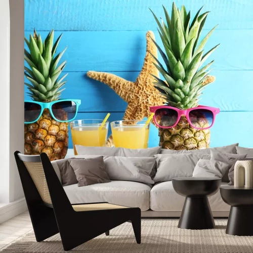 Sticker Exotische Ananasse mit Sonnenbrille