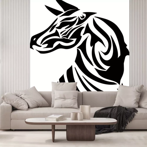 Sticker Zebra auf einer minimalistischen Illustration
