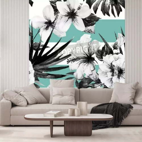 Fototapete Schwarz-weißes natürliches Muster