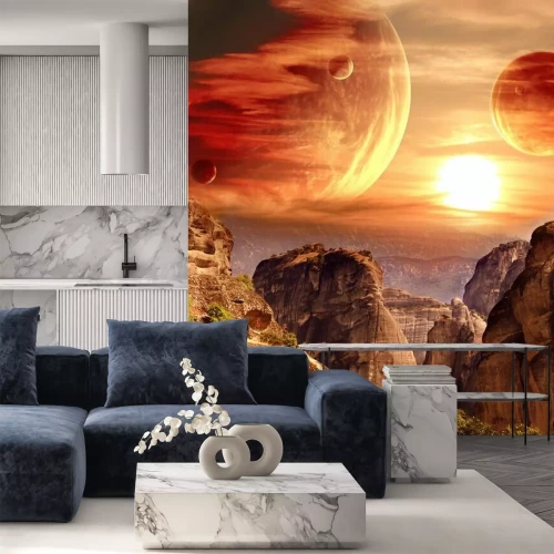 Fototapete Abstrakte Weltraum-Planeten-Landschaft