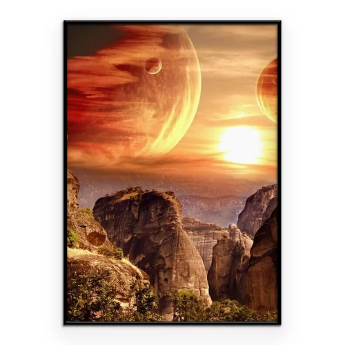 Poster Abstrakte Weltraum-Planeten-Landschaft