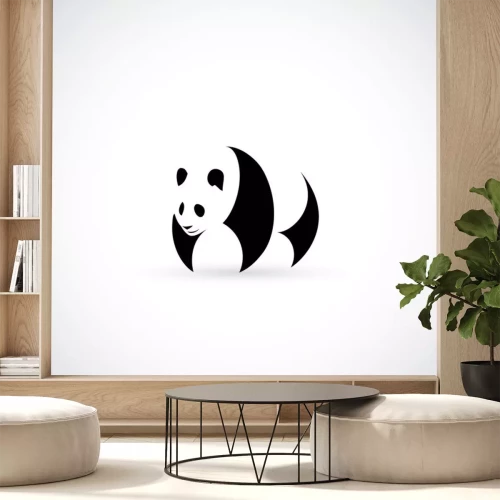 Sticker Pandabär auf einer minimalistischen Grafik