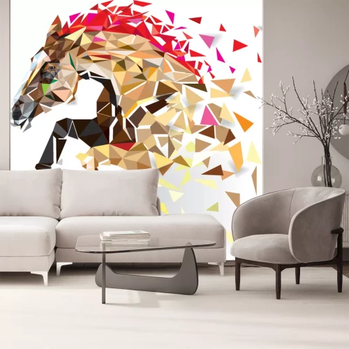 Sticker Pferdekopf geometrisch bunte Dreiecke