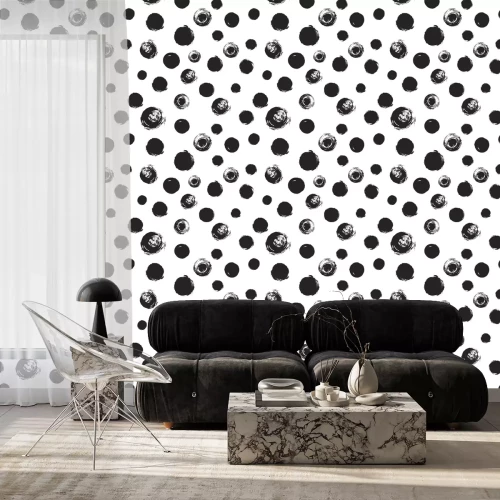 Tapete Grunge Kreis Farbe Abstrich Kreise, schwarz und weiß nahtlose vec