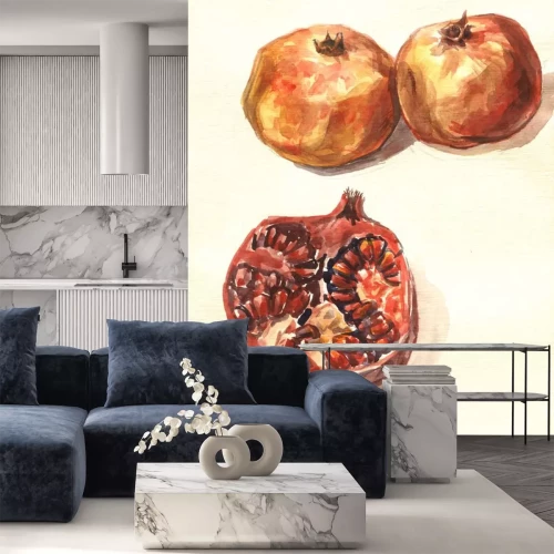 Sticker Retro-Grafik mit einer Granatapfelfrucht