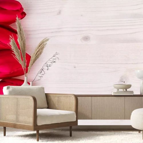 Sticker Rote Tulpen auf einem weißen Brett