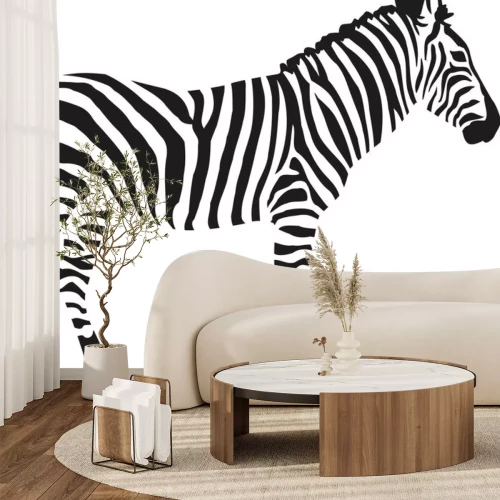 Sticker Silhouette eines Zebras auf weißem Hintergrund