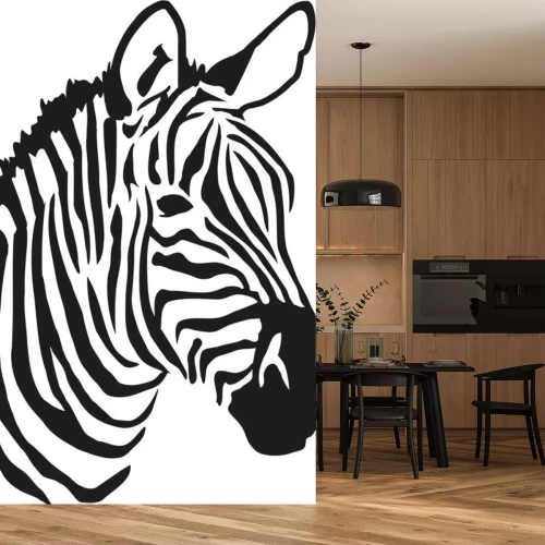 Sticker Zebra auf schwarz-weißer Grafik