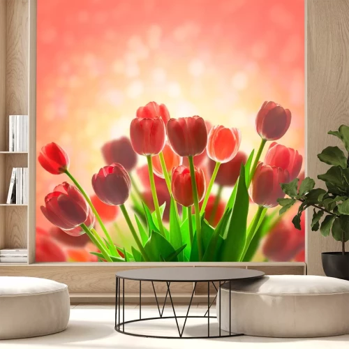 Sticker Beleuchtete rote Tulpen